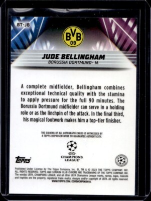 JUDE BELLINGHAM 2022-23 TOPPS STADIUM CLUB BEAM TEAM AUTO REAL 