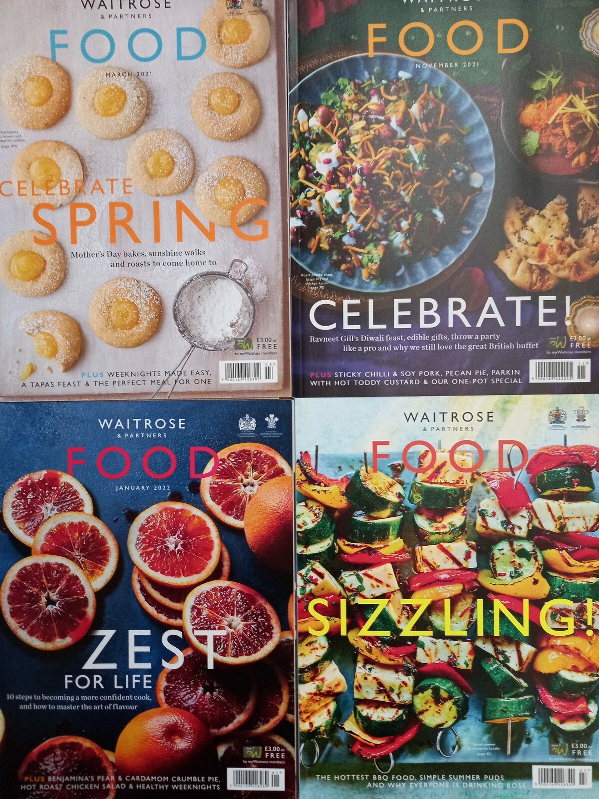 Waitrose Magazines x 4, New, March 2021, July 2021, November 2021