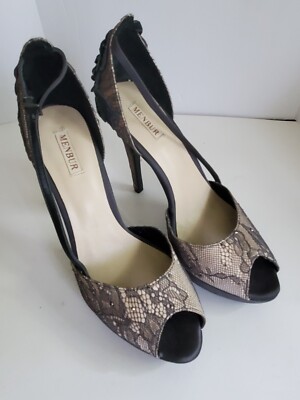 Menbur Women's Fancy Lace Stiletto Heeled Platform Pumps Evening Formal  Size 8