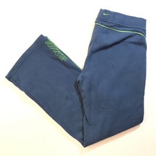 Vintage Nike Womens Sweatpants Wide Leg Blue Lime Green Mini Swoosh Spell Out M
