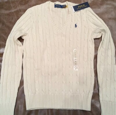 売れ筋商品|||ラルフローレン ニット&セーター アウター レディース Women's Cable-Knit Cotton V-Neck Sweater Trainer Yellow Polo Ralph Lauren CABLE KNIT COTTON V NECK SWEATER - Jumper