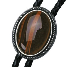 Bolotie Großes Tigerauge, Bolo Tie, Western- Krawatte, echt versilbert!