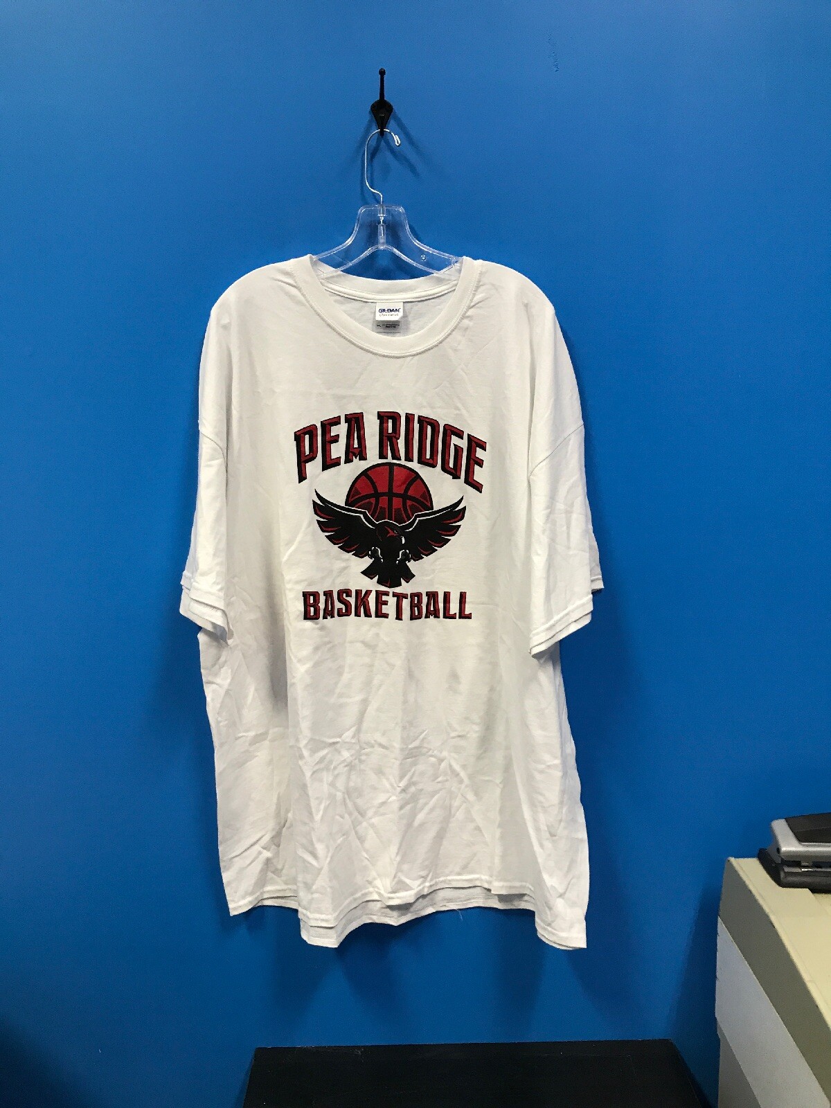 NEW Gildan Ultra Cotton Pea Ridge AR Basketball TShirt Color White