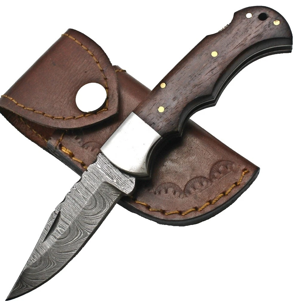 Hoja de acero de damasco Karambit cuchillos plegables de colección