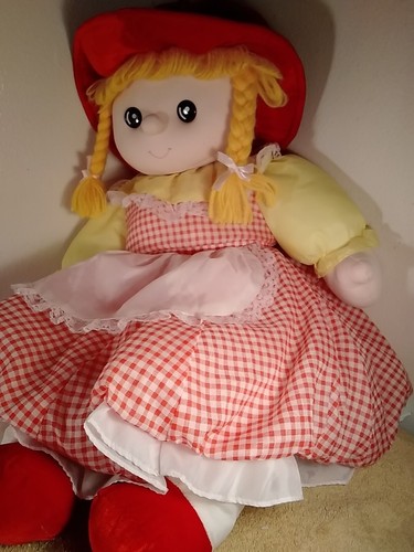 Giant Stuffed Raggedy Ann W/ Country Dress+Hat - Picture 2 of 7