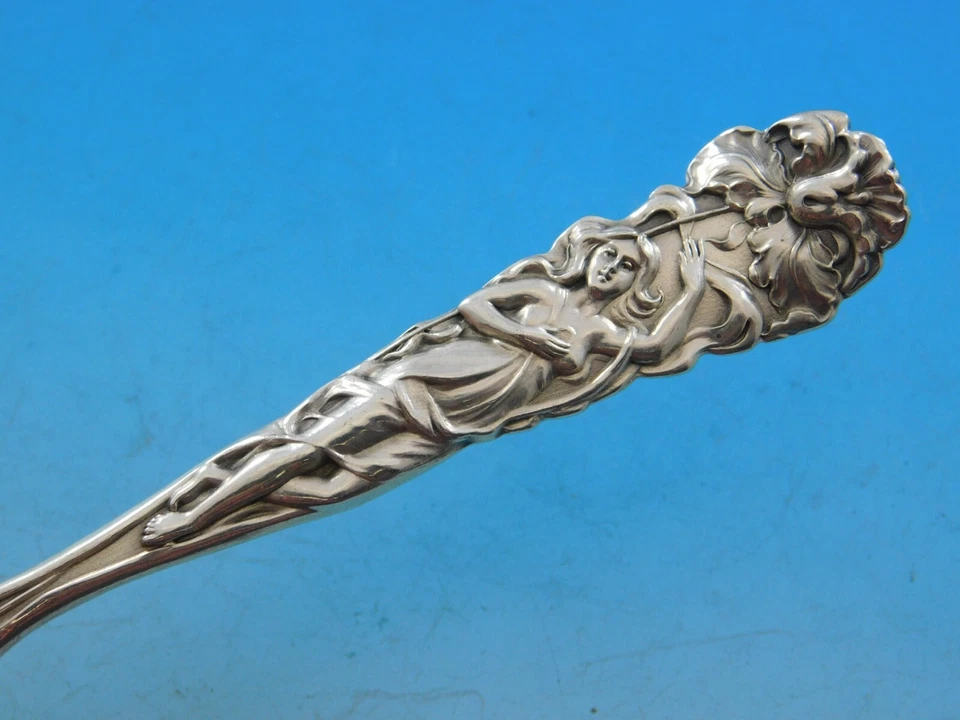 Cuchara de azúcar de plata esterlina Raphael by Alvin 6" servidor Art Nouveau vintage Foto 3 de 4