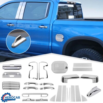 Chrome Exterior Panel Full Decor Trim Cover Kit For Chevy Silverado Sierra 22-25