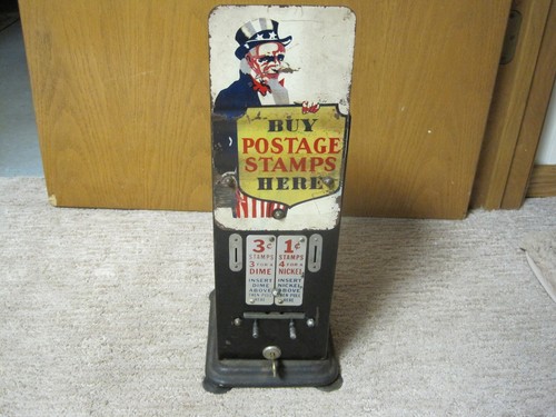 Schermack Uncle Sam Postage Stamp Machine Dime Nickel Vintage Antique Old 1940's