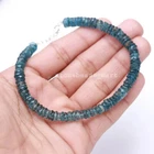 London Blue Topaz Coated Heishi Tyre/Wheel Natural Faceted Handmade Bracelet 7"