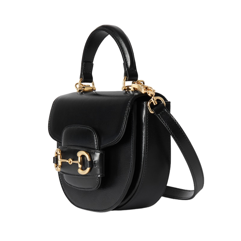 GUCCI Horsebit 1955 Mini $3190 Black Leather Top Handle Bag New