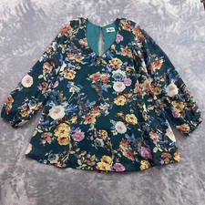 Show Me Your Mumu Blouse Womens Medium Green Floral Tunic Cottagecore Lined