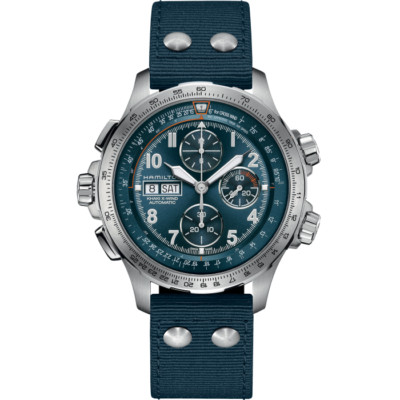 New Hamilton Khaki Aviation X-Wind Auto Chrono Blue Dial Men's Watch H77906940