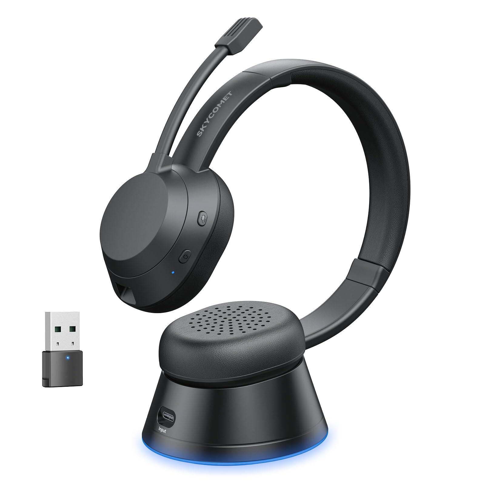 Wireless Bluetooth Headset with Microphone for Office and Remote Work - Noise Cancelling Mic  