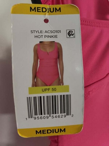Traje de baño para mujer talla M Anne Cole rosa brillante liso de una pieza nuevo con etiquetas adelgazante acanalado - Imagen 2 de 4