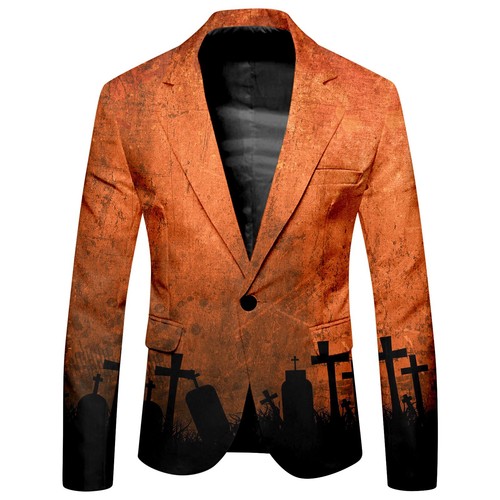 Suit Jackets for Men Men Halloween Themed Printed Suit Casual Loose Comfortable - Picture 15 of 32