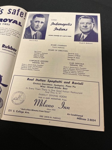 1958 Indianapolis Indians vs St Paul Baseball Program Harmon Killebrew - Picture 2 of 6