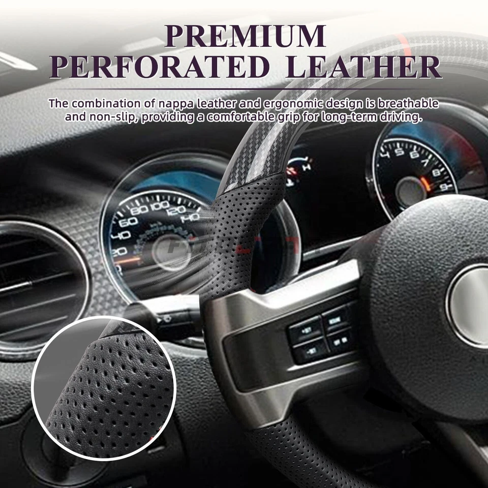 Hydro Dip Carbon Fiber Steering Wheel For Ford Mustang GT Shelby GT500 2010-2014 - Image 4 of 4