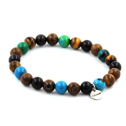 Bracciali Donna elastici Fortunelli Tris Occhio di Tigre e pendenti Portafortuna G-FOBR207