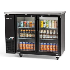 PEAKCOLD 48" Glass Front Back Bar Cooler; 2 Door Under Counter Fridge