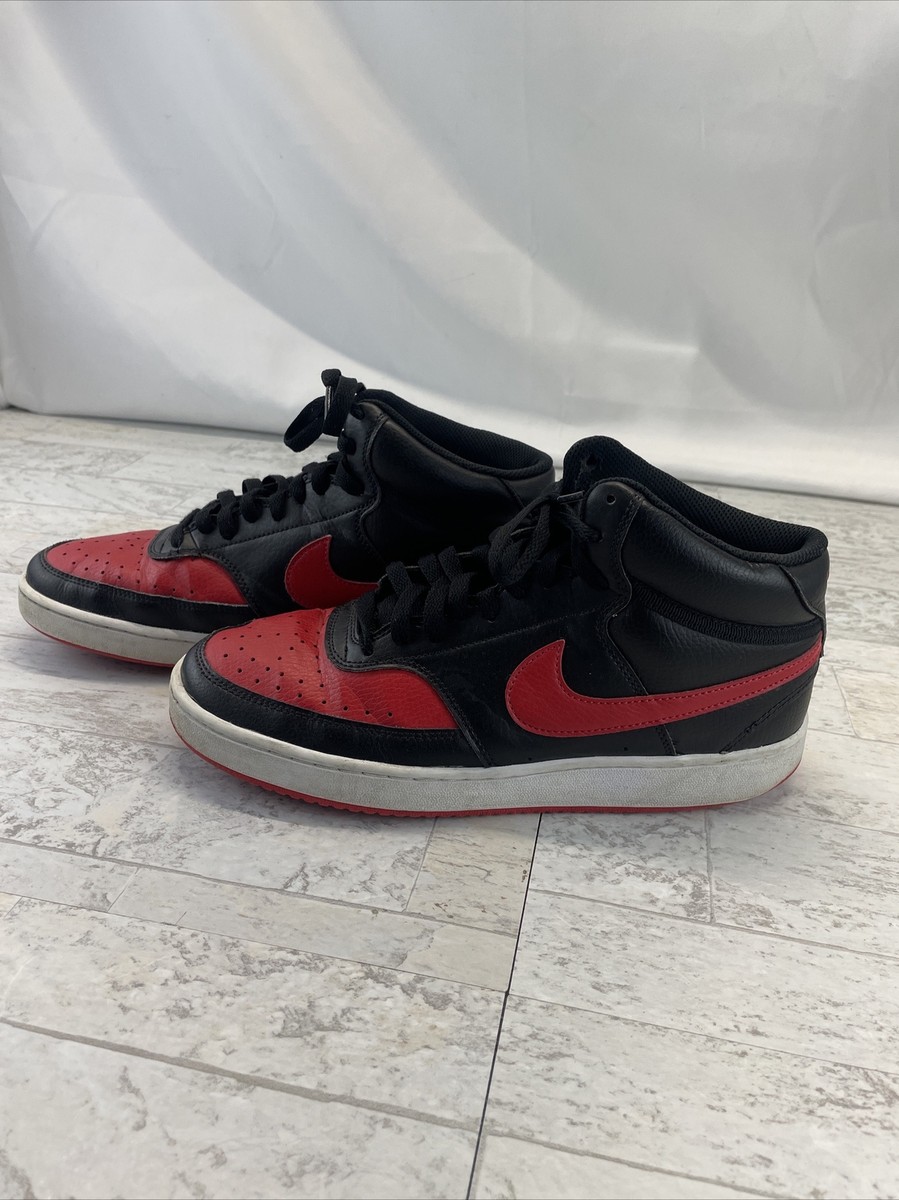 Nike Court Vision Mid DM8682-001 University Red Black Bred Shoes Mens‎ Size 10.5 Nike Court Vision Mid Mens DM8682-001 Black University Red  main image 4