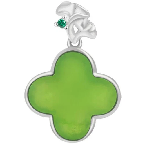 VETEMENTS Collana ciondolo erba portafortuna argento 925 diaspro giada etiana verde naturale certificato