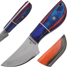 Old Ram Handmade Two Tone Blue Fixed Skinner Hunting Knife with Sheath