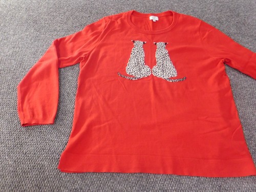 Crown & Ivy Womens Sweater 1X Red crewneck pullover graphic cotton - Picture 3 of 11