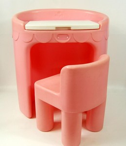 Details About Vintage Little Tikes Pink Vanity Flip Top Mirror Chair Set Child Size