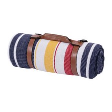Sherwood Faux Linen Beach Picnic Blanket Rug Outdoor Mat Beach Stripes 200x150cm