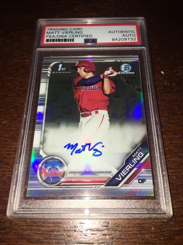 Matt Vierling Signed 2019 Bowman 1st Chrome 247/499 Baseball Card PSA/DNA