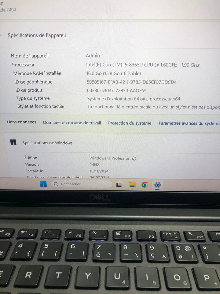 Dell Latitude 7400 · i5-8365U · 16GB · 250GB, photo 2 sur 3