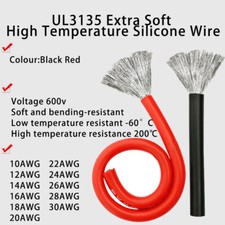 Wire Gauge 10 12 14 16 18 ~30AWG UL3135 Silicone Rubber Cable Tinned Copper Wire