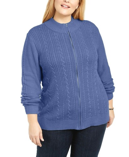 Karen Scott Womens Blue Heather Cable 