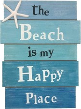 Nautical Wall Decor Beach Is My Happy Place Wooden Sign Coastal Beach House 12/9