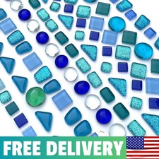 Dazzling 9oz Blue Glitter Mosaic Tiles - Irregular Shapes for Creative Crafts