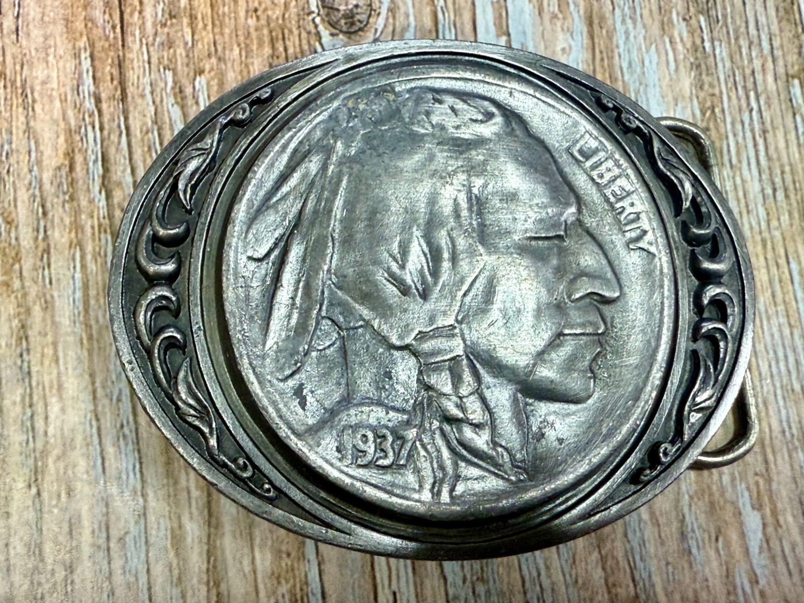 Indian Chief Head Coin Liberty 1937 Vintage 1988 Siskiyou Belt Buckle N-80