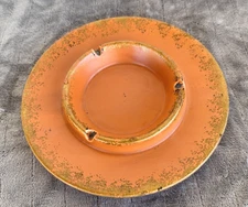Vintage Ashtray MB Daniels Japan~Ceramic Orange Glaze Terra Cotta Color 8"~MCM
