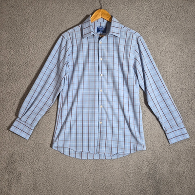Haggar Smart Wash Slim Fit Shirt Men's 15-15 1/2 32/33 Blue Plaid Smart Wash  | eBay