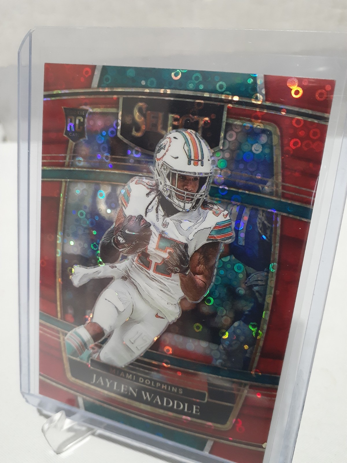 /49 Panini Select 2021 Jaylen Waddle Rookie #48 Red Disco Prizm Dolphins