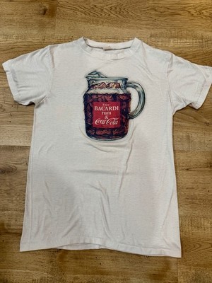 Bacardi 1975 Rum & Coca-Cola Graphic Advertising Shirt Original White