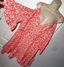 YOURS Curve Women’s Red Floral Cold Shoulder Tea Dress Plus Size UK 26-28