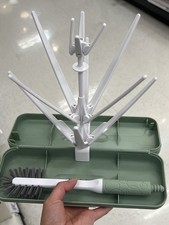 Portable Drying Rack and Brush Set, Includes Travel Case and Bottle Brush Green 