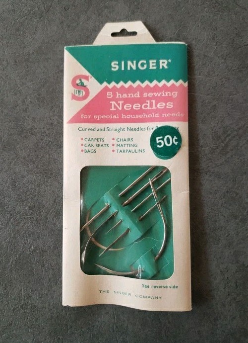VTG Singer Hand Sewing Needles C-29, 1 Curved 4 Straight 5 Pack