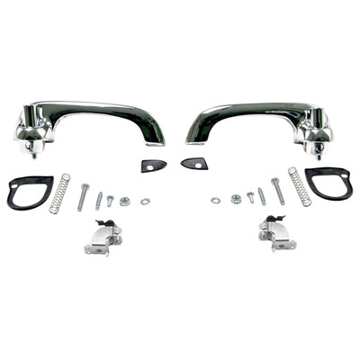 CJ Classics Exterior Door Handle Chrome Show Quality Kit Mustang 1965-1966