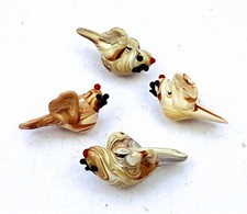 4 Handmade Lampwork Glass Taffy Bird Beads 16x26mm