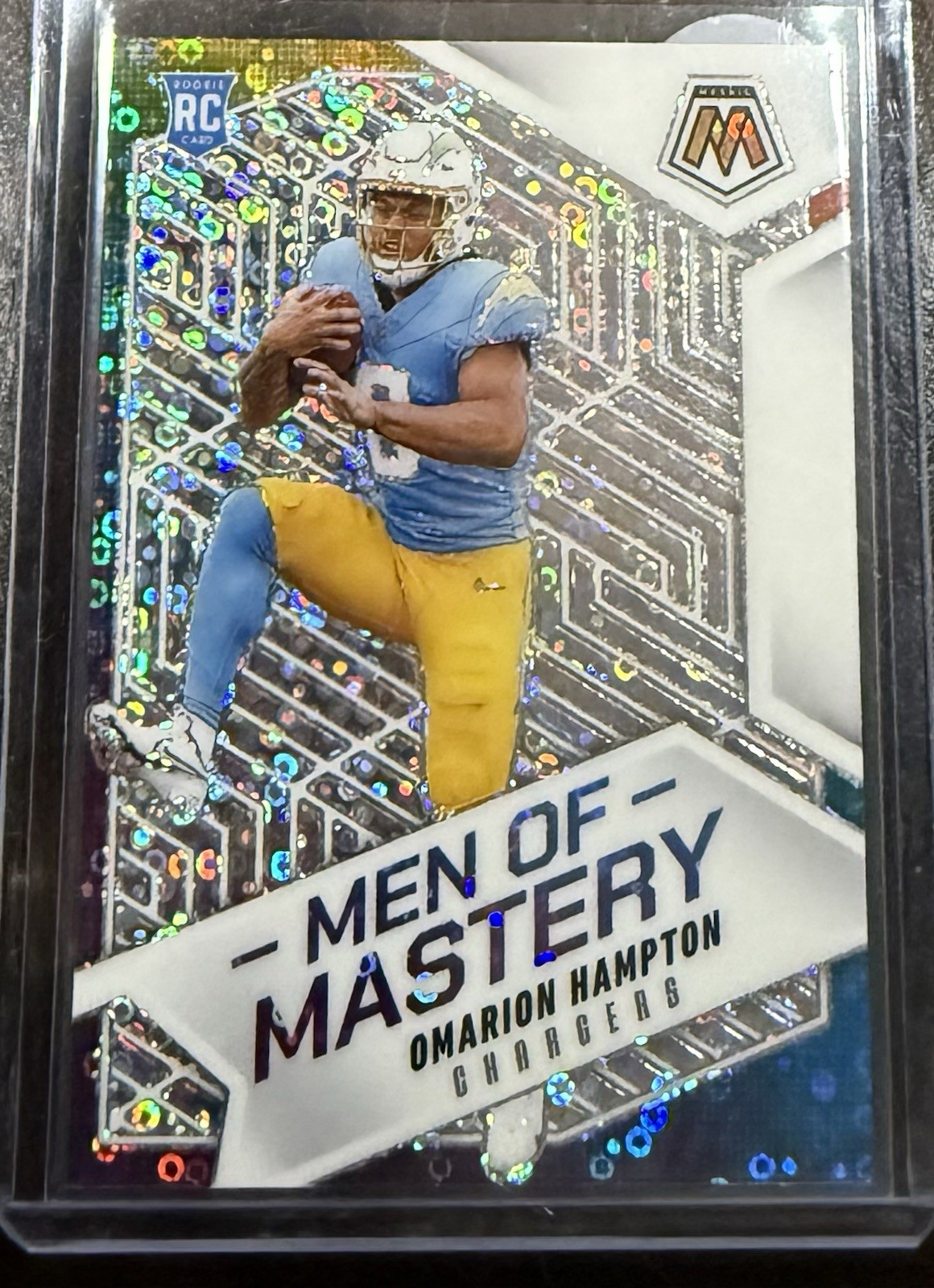 Omarion Hampton 2025 Mosaic Rookie Men of Mastery Mosaic SP #16 RC No Huddle