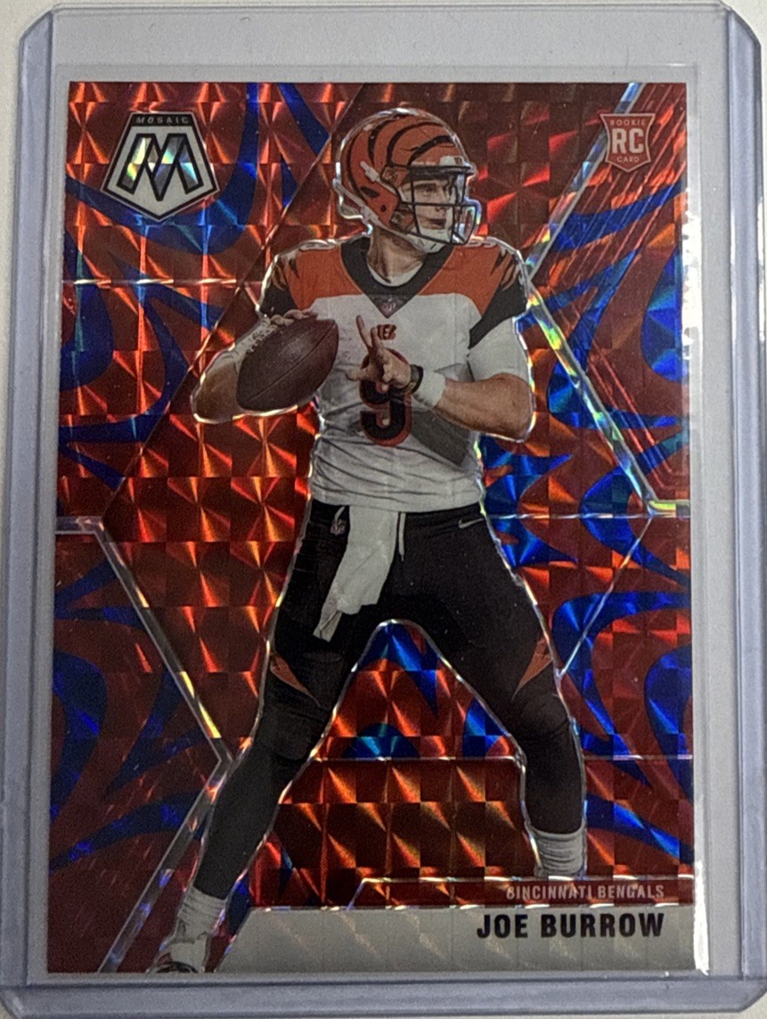 2020 Panini Mosaic Joe Burrow Prizm Reactive Blue #201 RC Cincinnati Bengals TB3