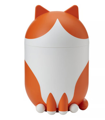 IKEA GREJSIMOJS Aufbewahrungsbox mit Deckel Katzenform Orange / Weiß Neu Limi...
