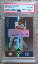 2004 Leaf Limited Monikers Patch Auto /50 David Ortiz PSA 6 / 8 Auto Red Sox