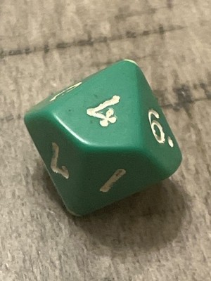 FLAWED TIPS! RARE open # 4 vintage d10 green rpg ad&d dice 123123@